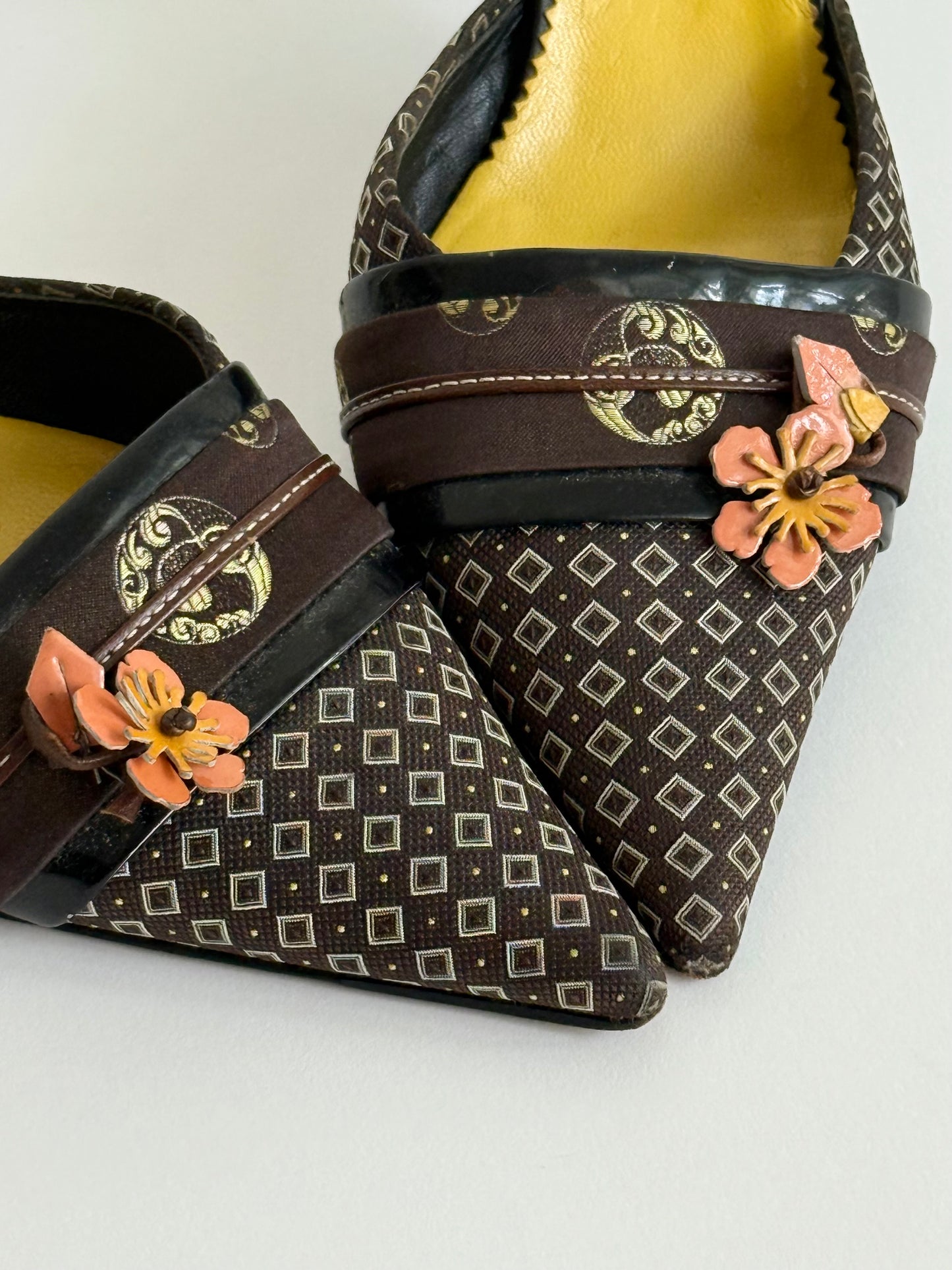 SS2003 Prada Flower Brown Mules (IT37 / US6.5-7)