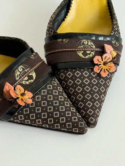 SS2003 Prada Flower Brown Mules (IT37 / US6.5-7)