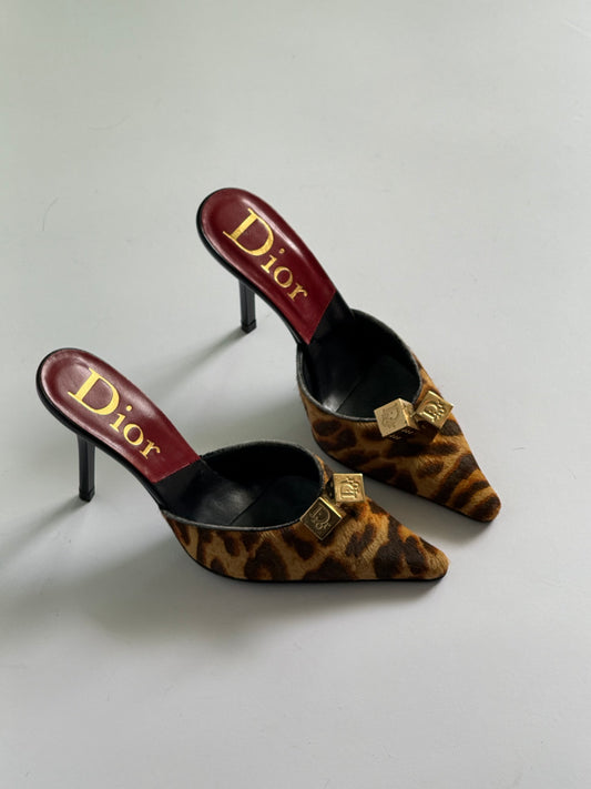 Christian Dior Dice Ponyhair Mules (IT35 / US5.5-6)