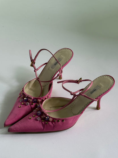 Prada Pink Bejeweled Slingbacks (IT37 / US6.5-7)