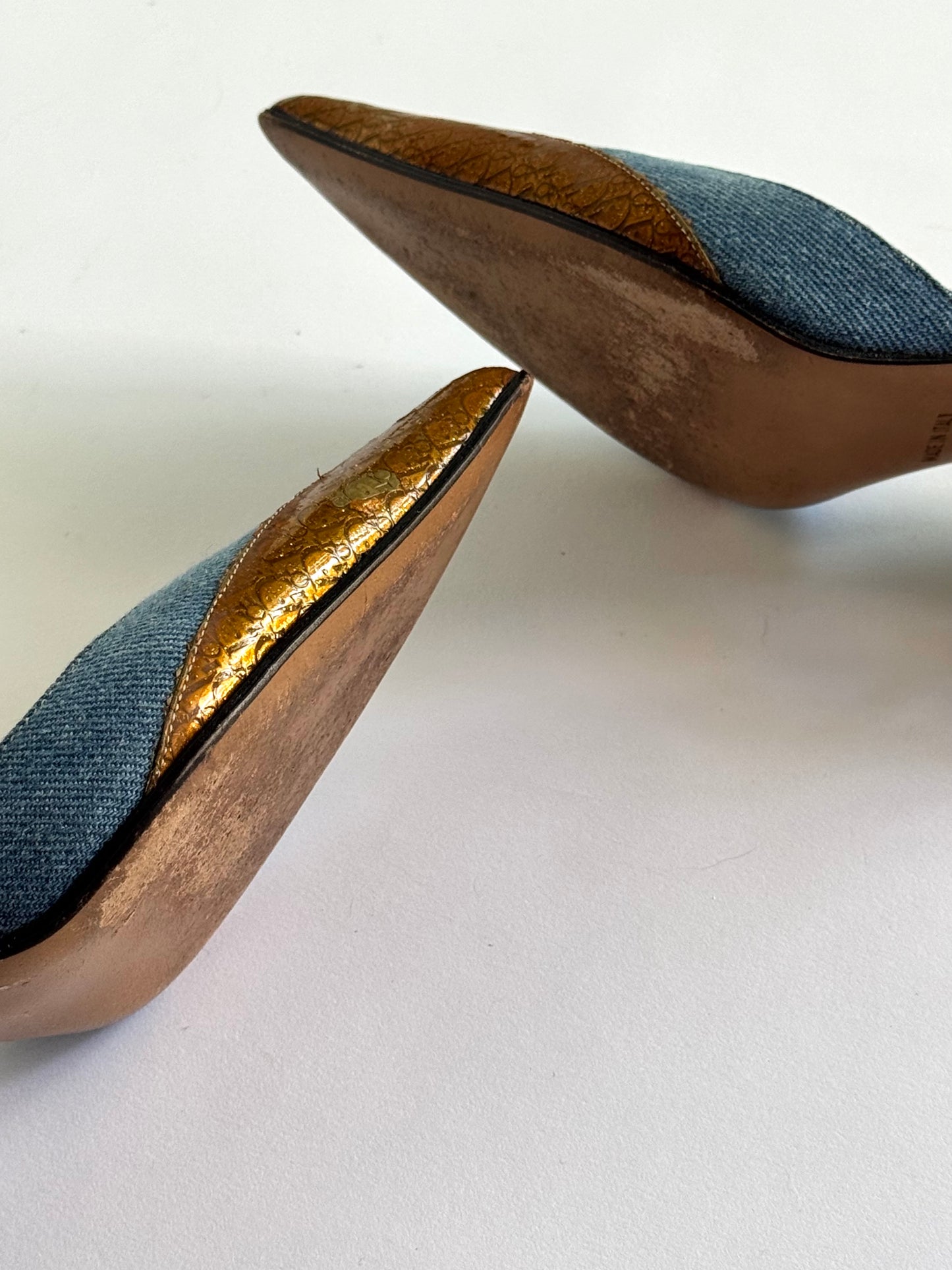 Christian Dior Denim Metallic D’Orsay Pumps (IT36 / US6-6.5)