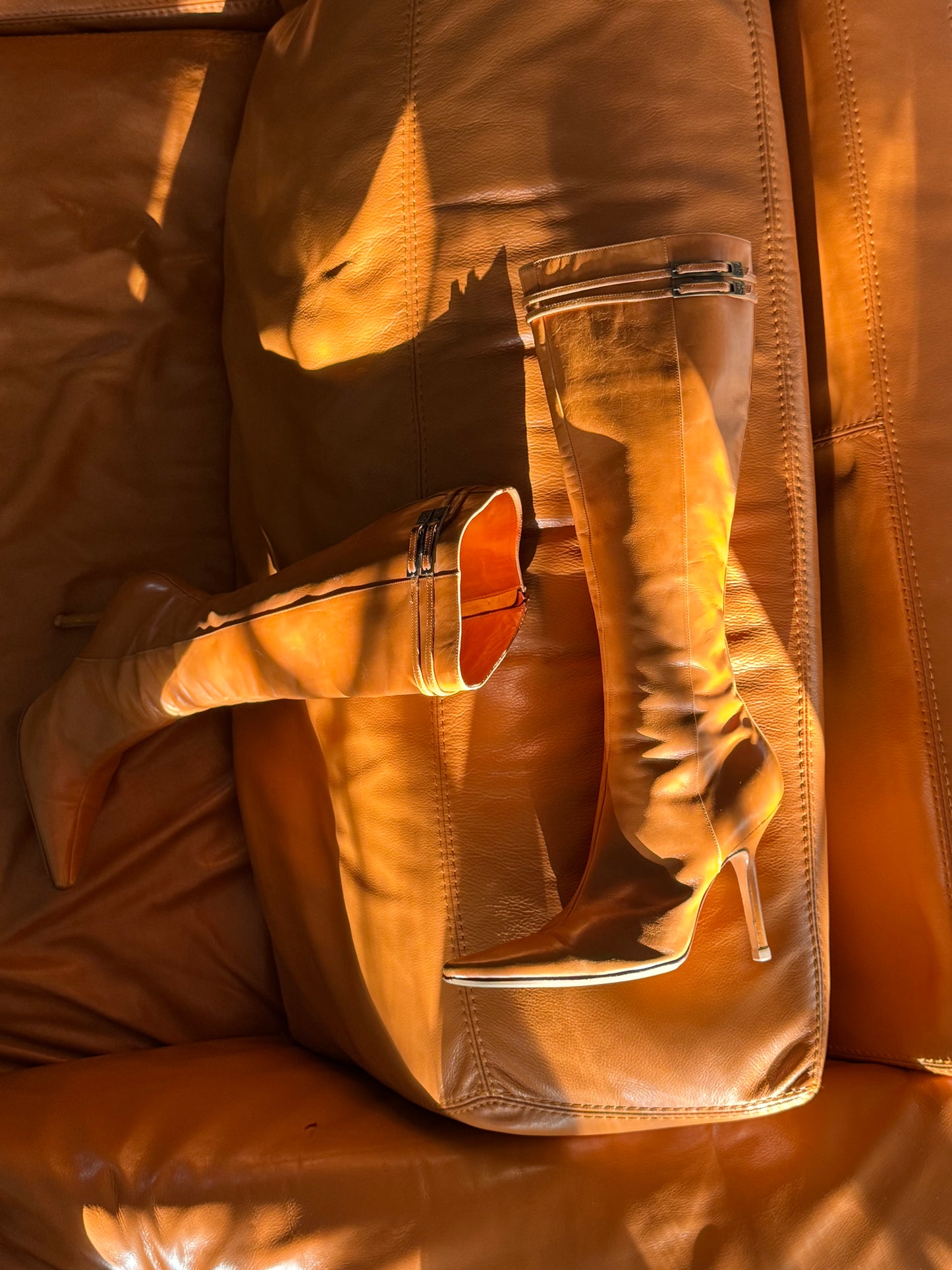 Christian Dior Orange Leather Boots (IT38 / US7-7.5)