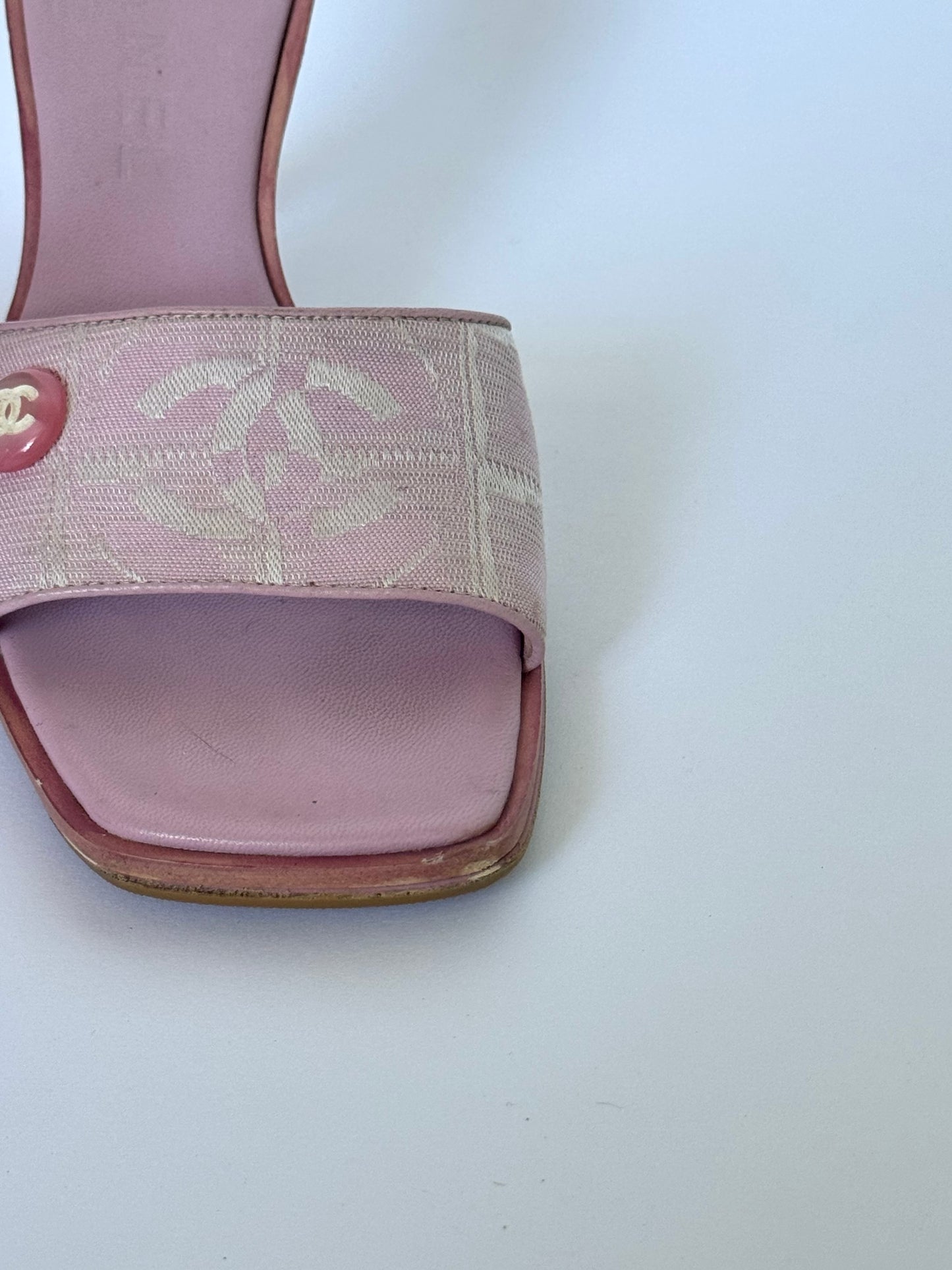 CHANEL Canvas Pink Slides (IT37 / US6-6.5)