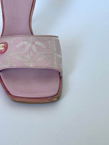 CHANEL Canvas Pink Slides (IT37 / US6-6.5)