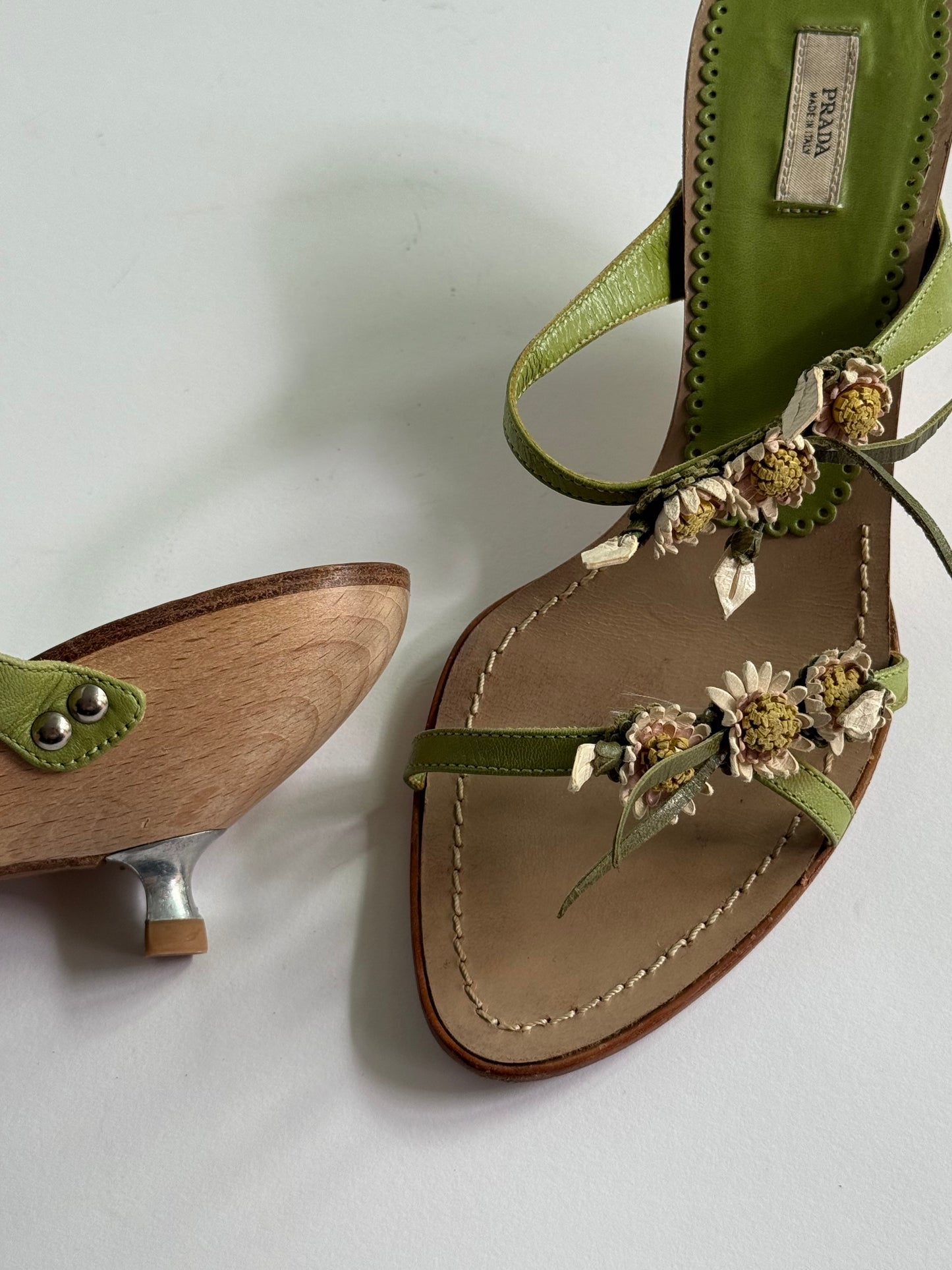 Prada Green Flower Sandals (IT38.5 / US8-8.5)