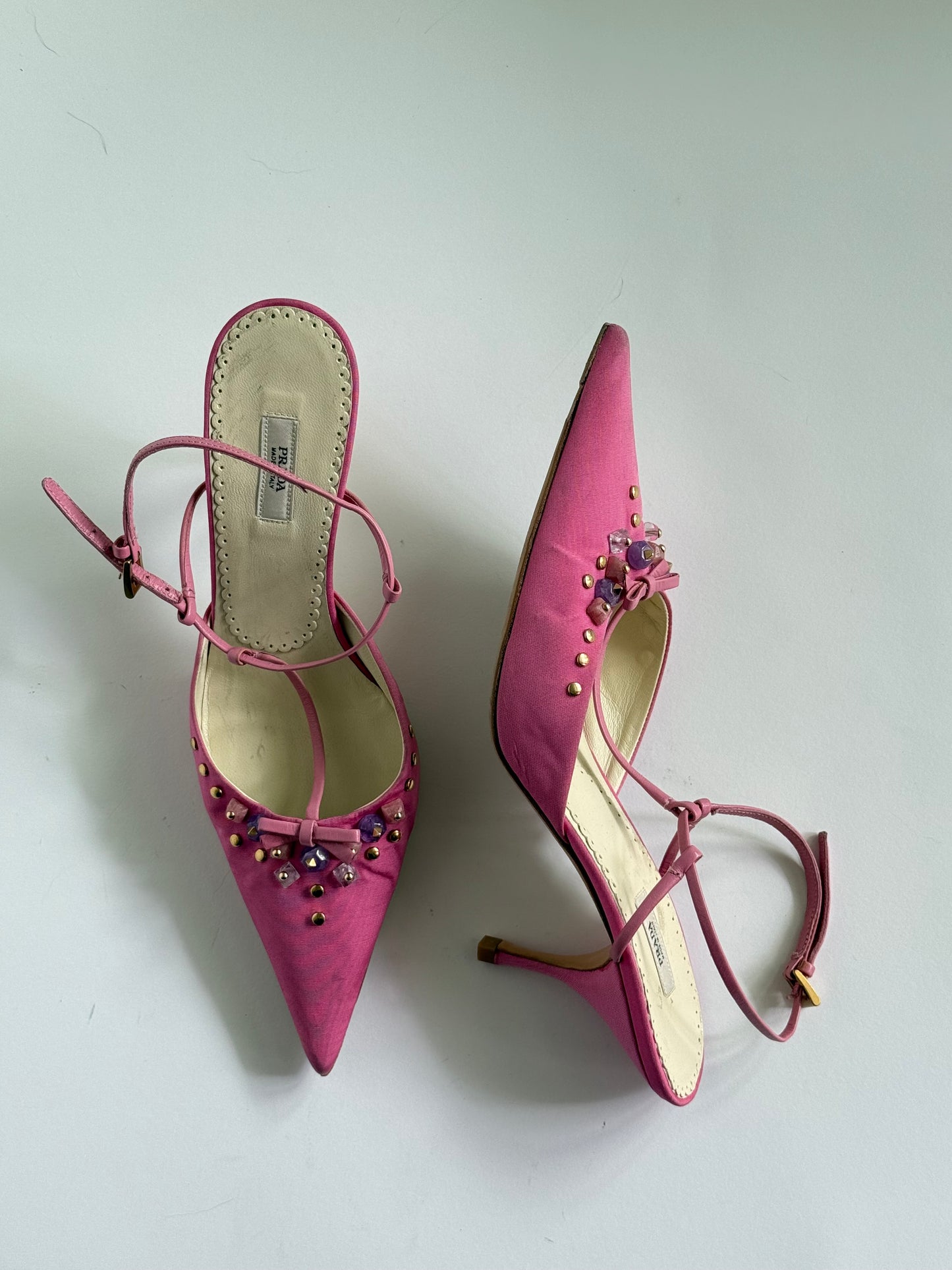 Prada Pink Bejeweled Slingbacks (IT37 / US6.5-7)