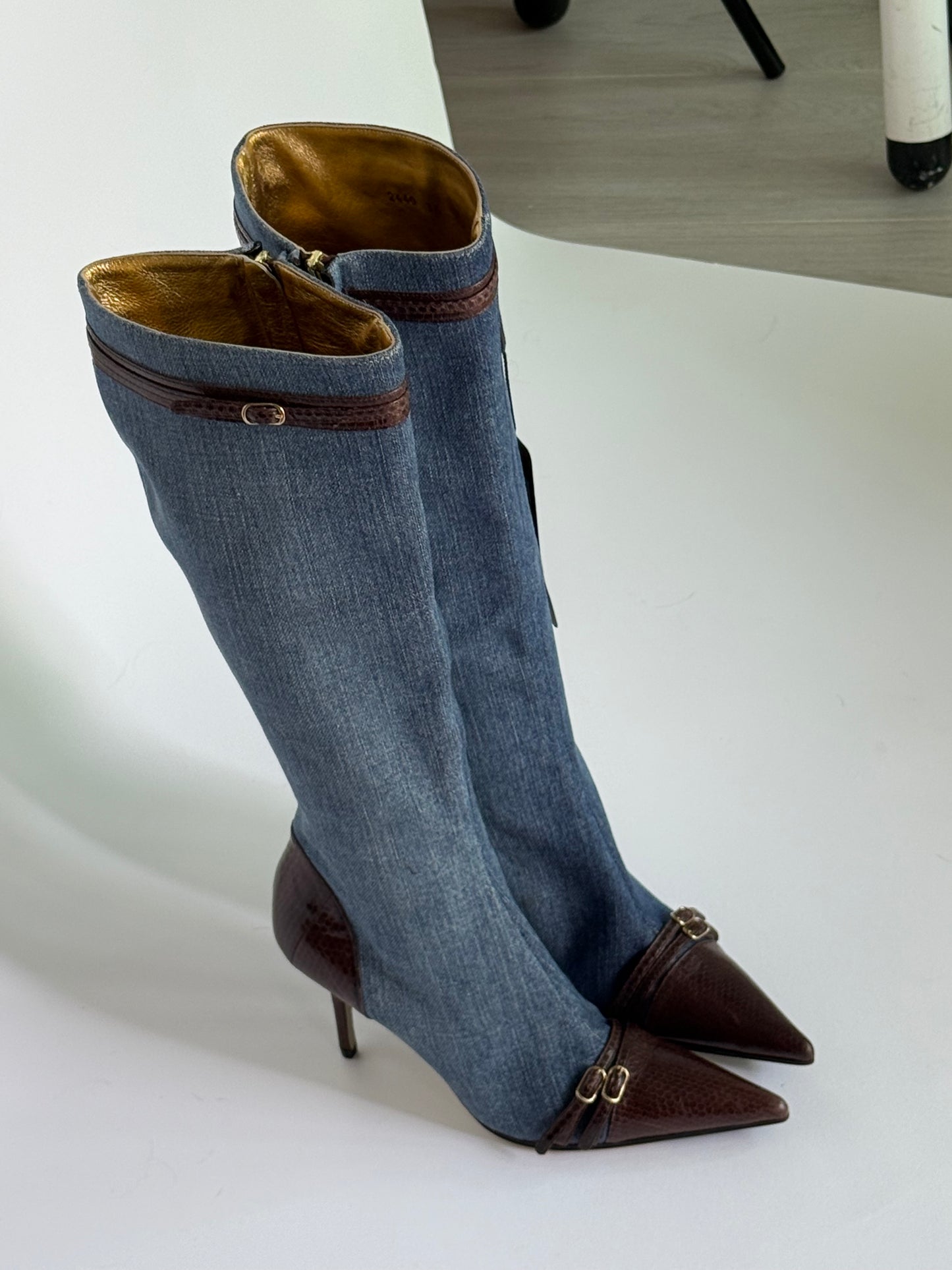Dolce and Gabbana Denim Snakeskin Boots (IT36 /US6-6.5)