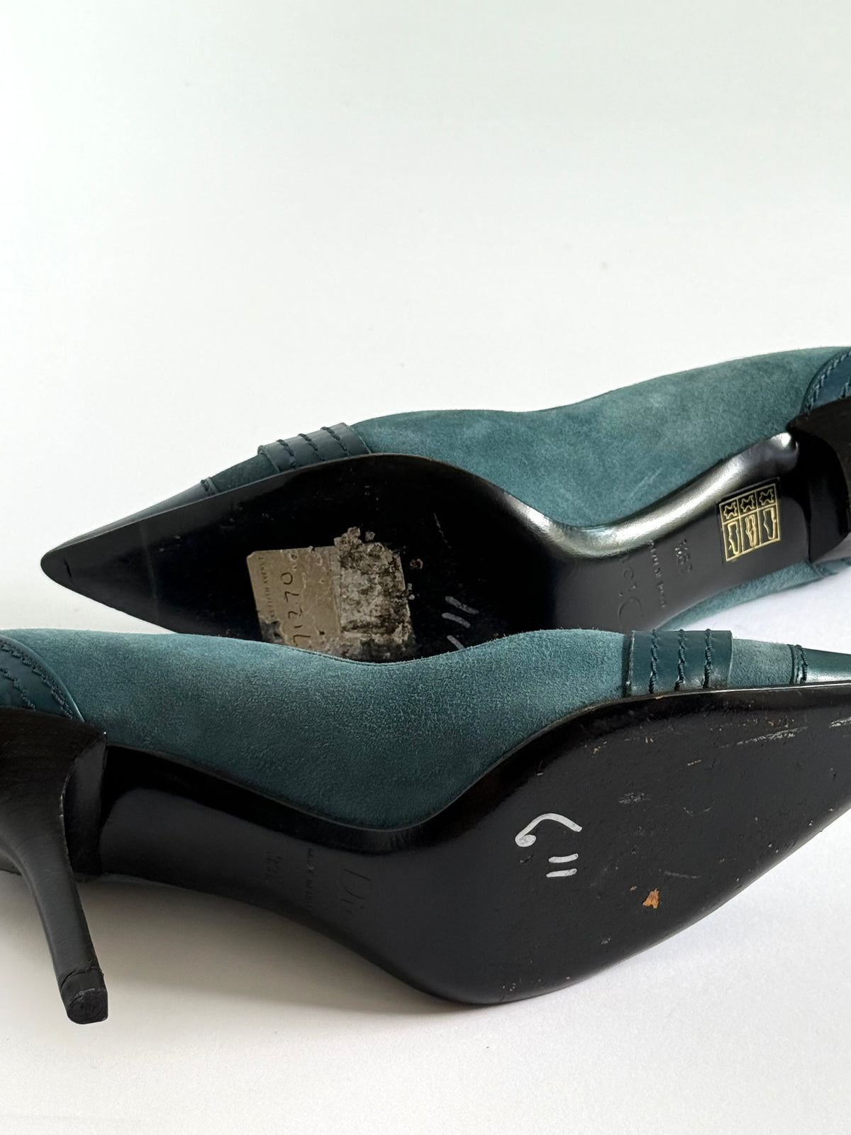 Christian Dior Teal Suede Whipstitch Trim Pumps (IT39.5 / US8.5-9)