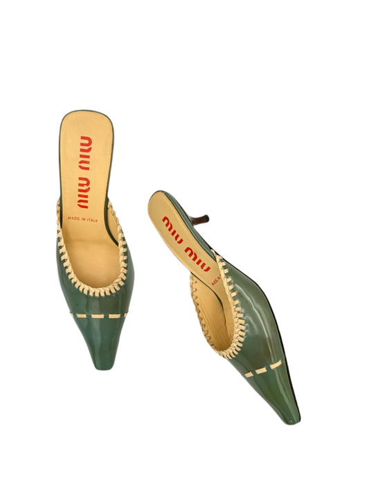 Miu Miu Vintage Green Mules (IT35 / US5.5-6)