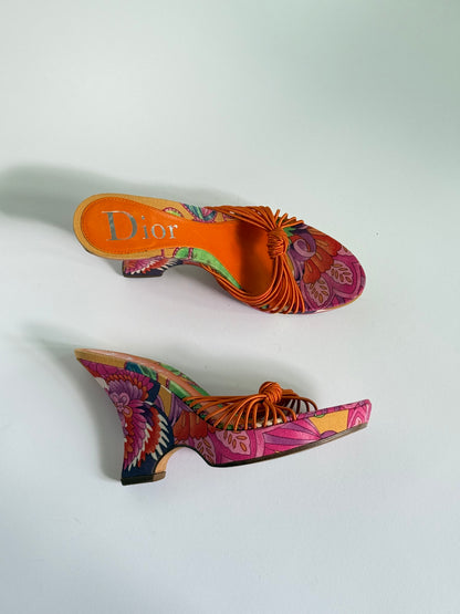 Christian Dior SS2003 Tropical Print Wedges (IT38 / US7-7.5)