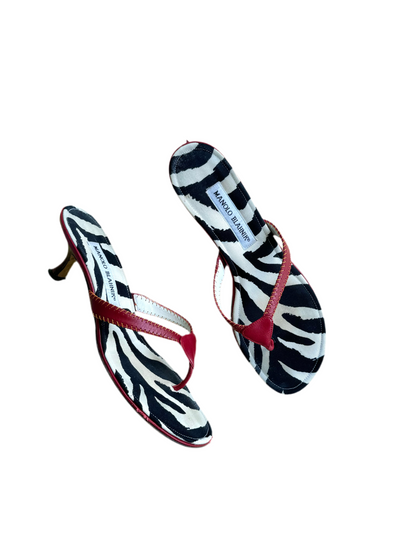 Manolo Blahnik Zebra Print Sandals (IT38.5 / US7.5)