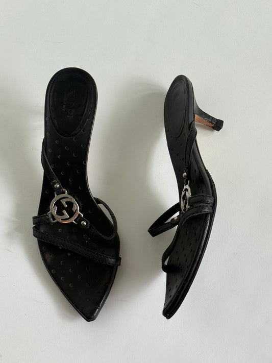 GUCCI Black Leather Sandals (Tom Ford Era) (IT36.5 / US6)