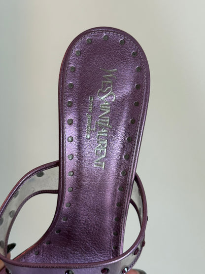 FW2003 Yves Saint Laurent Purple Crystal Embellishment Slides (IT39 / US8-8.5)