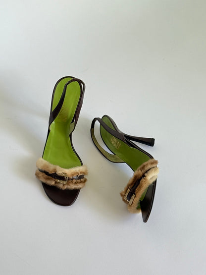 Gianni Versace Furry Slingback Sandals (IT39.5 / US9-9.5)