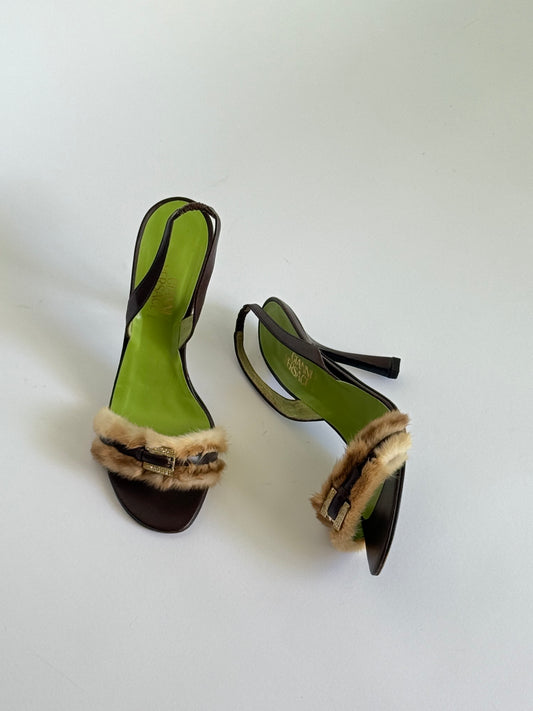 Gianni Versace Furry Slingback Sandals (IT39.5 / US9-9.5)