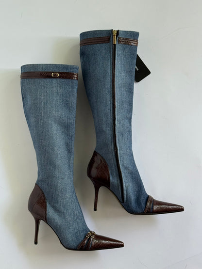 Dolce and Gabbana Denim Snakeskin Boots (IT36 /US6-6.5)
