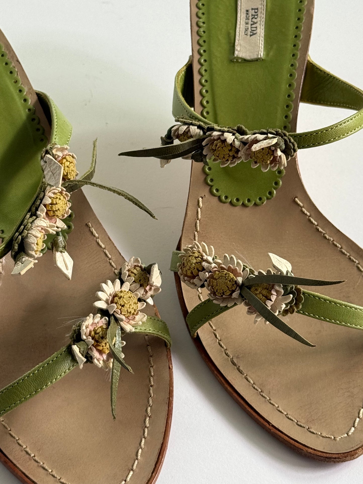 Prada Green Flower Sandals (IT38.5 / US8-8.5)