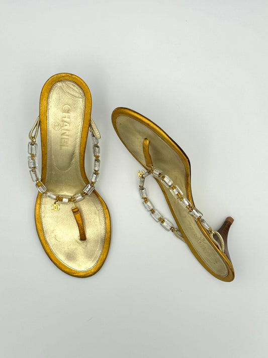 Vintage CHANEL Gold Slides (IT39 / US7.5-8)
