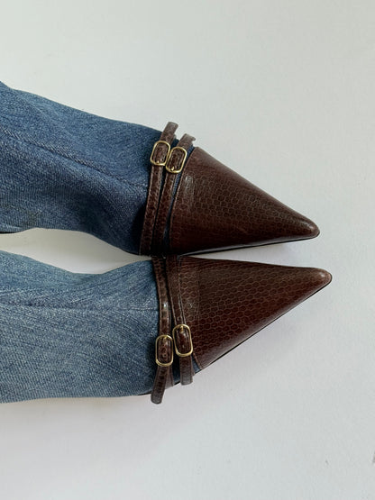 Dolce and Gabbana Denim Snakeskin Boots (IT36 /US6-6.5)