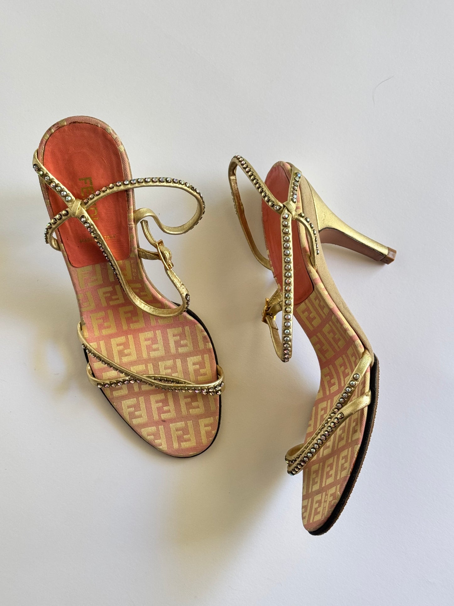 Fendi Pink Monogram Jewel Sandals (IT38.5 / US8-8.5)