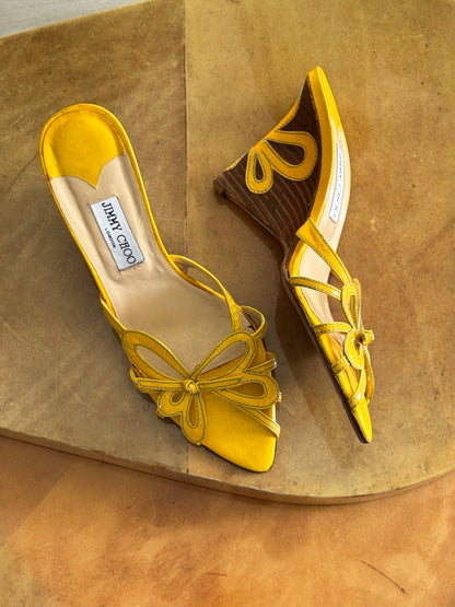 Jimmy Choo Yellow Butterfly Wedges (IT39.5 / US8.5-9)