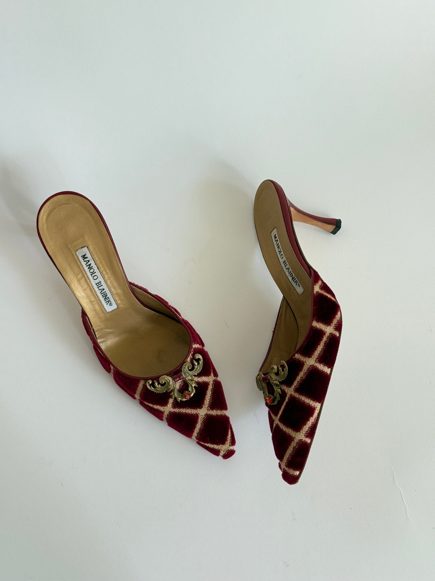 Manolo Blahnik Velvet Printed Mules (IT37 / US6-6.5)