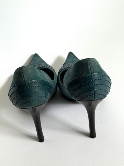 Christian Dior Teal Suede Whipstitch Trim Pumps (IT39.5 / US8.5-9)