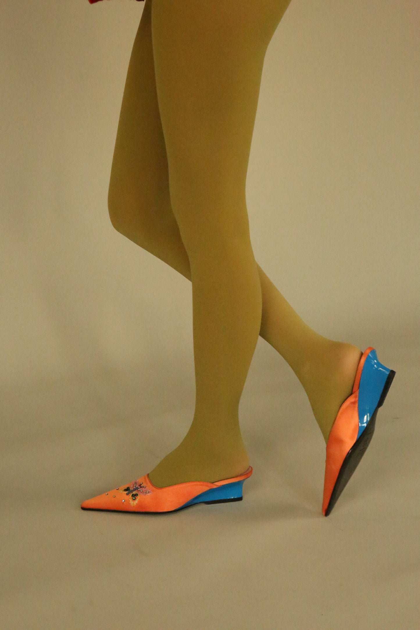 D&G Orange Satin Beaded Butterfly Mules (IT37 / US5.5-6)