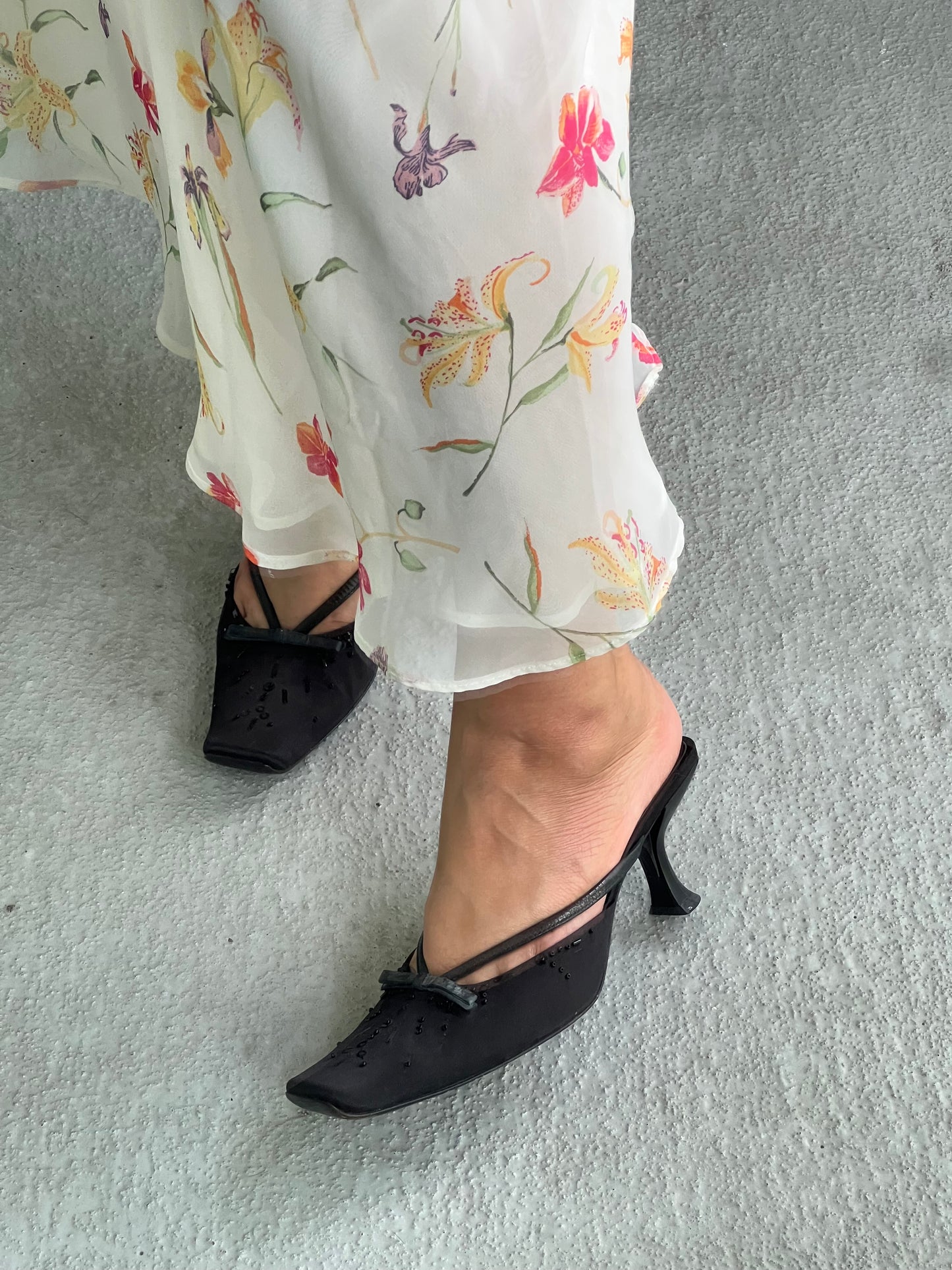 Prada Satin Beaded Black Bow Mules (IT37 / US6-6.5)