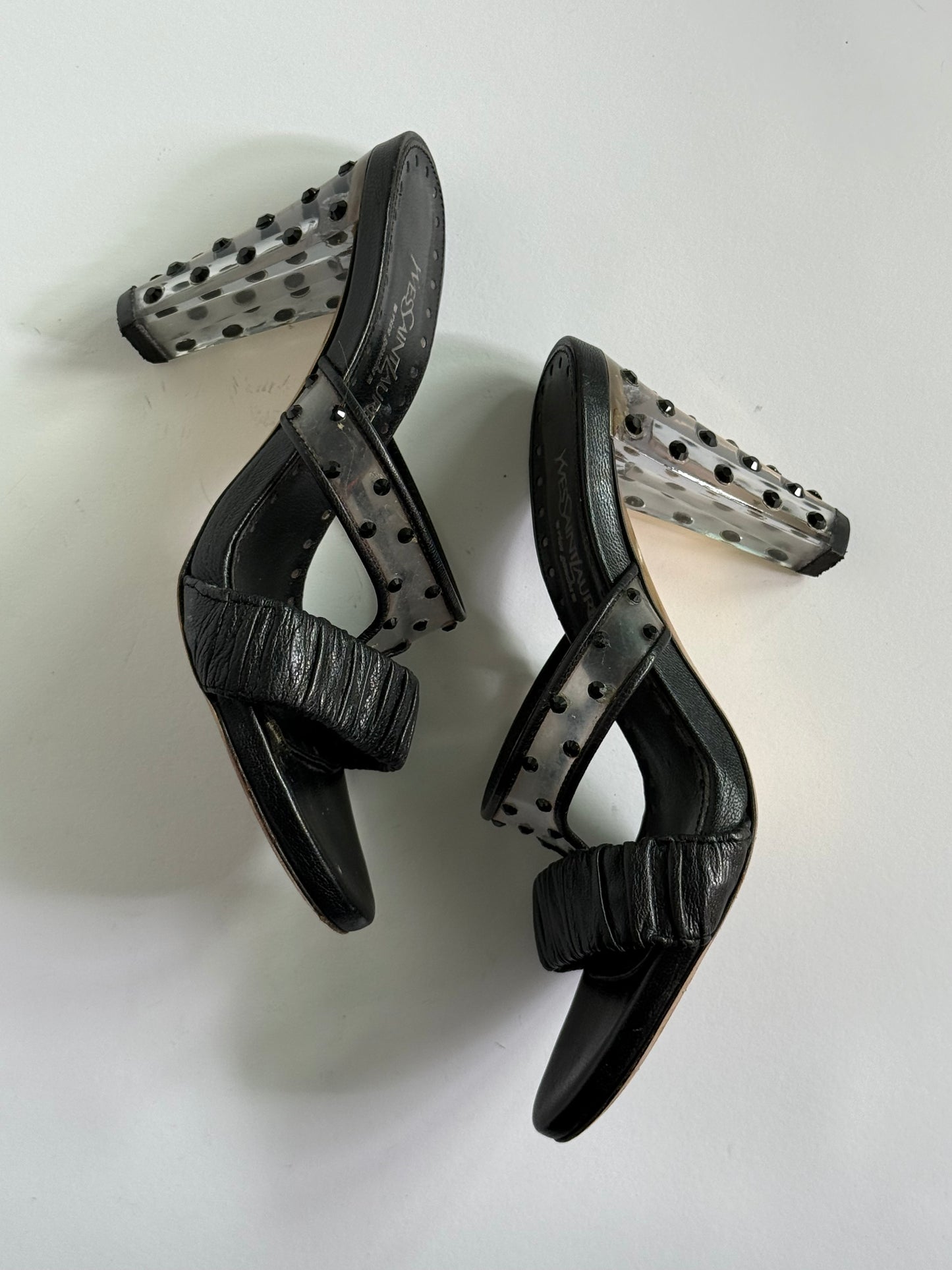 FW2003 Yves Saint Laurent Black Crystal Embellishment Slides (IT36 / US6-6.5)