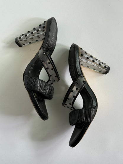 FW2003 Yves Saint Laurent Black Crystal Embellishment Slides (IT36 / US6-6.5)