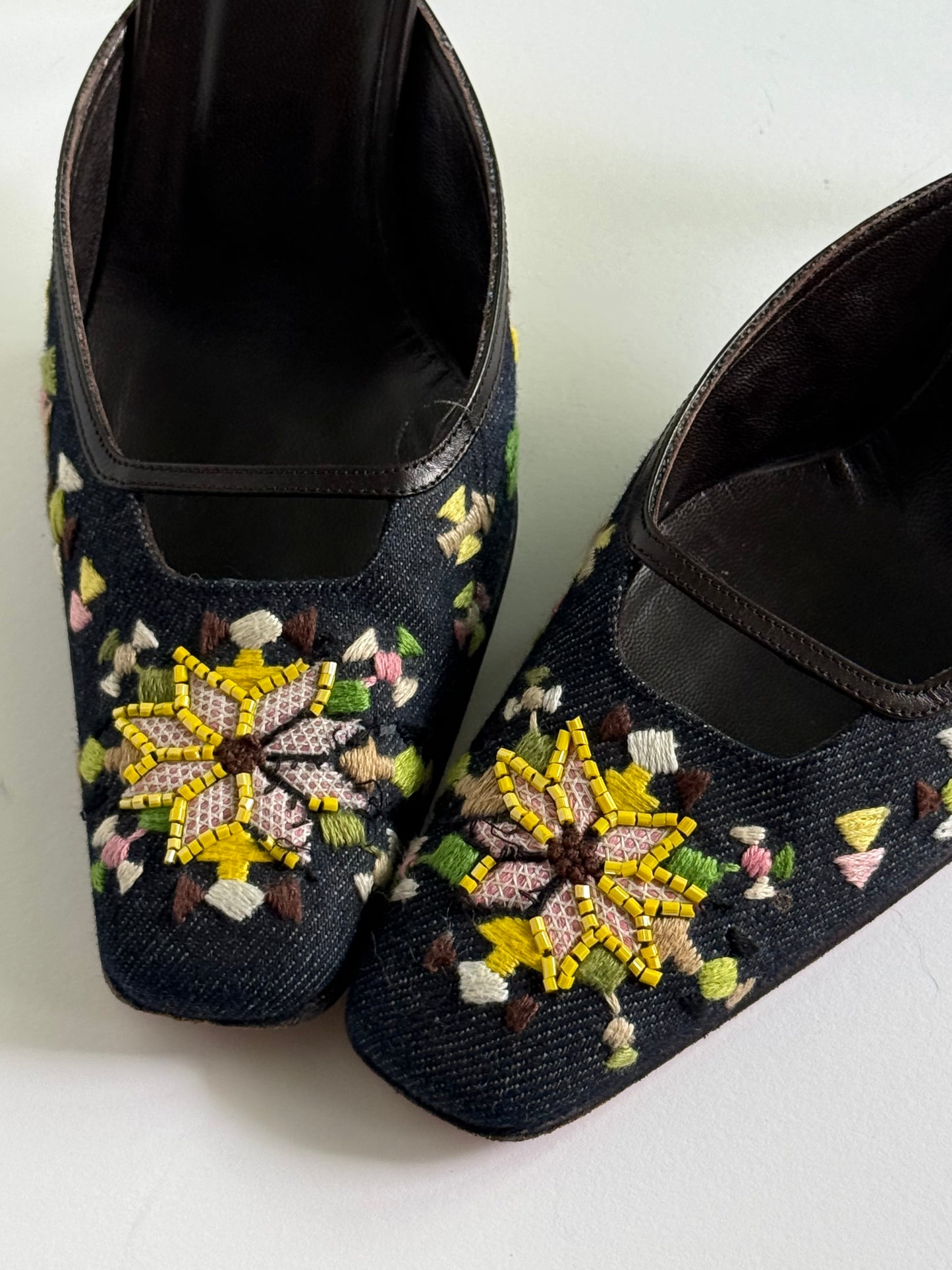 Fendi Embroidered Denim Mules (IT38.5 / US8-8.5)
