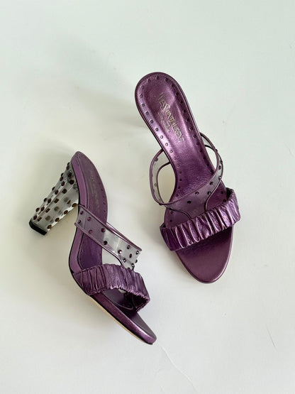 FW2003 Yves Saint Laurent Purple Crystal Embellishment Slides (IT39 / US8-8.5)