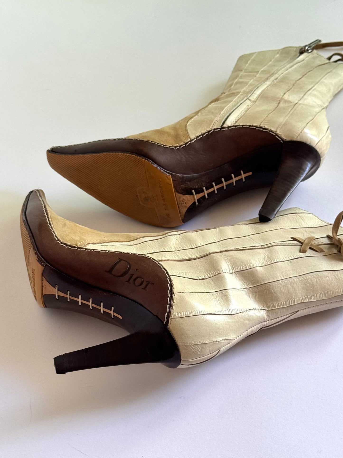 Christian Dior Western Brown Suede and Leather Ankle Boots (IT36 / US6-6.5)