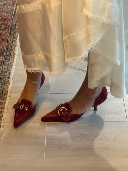 2002 Prada Burgundy Suede D’Orsay Heels (IT41 / US9.5-10)