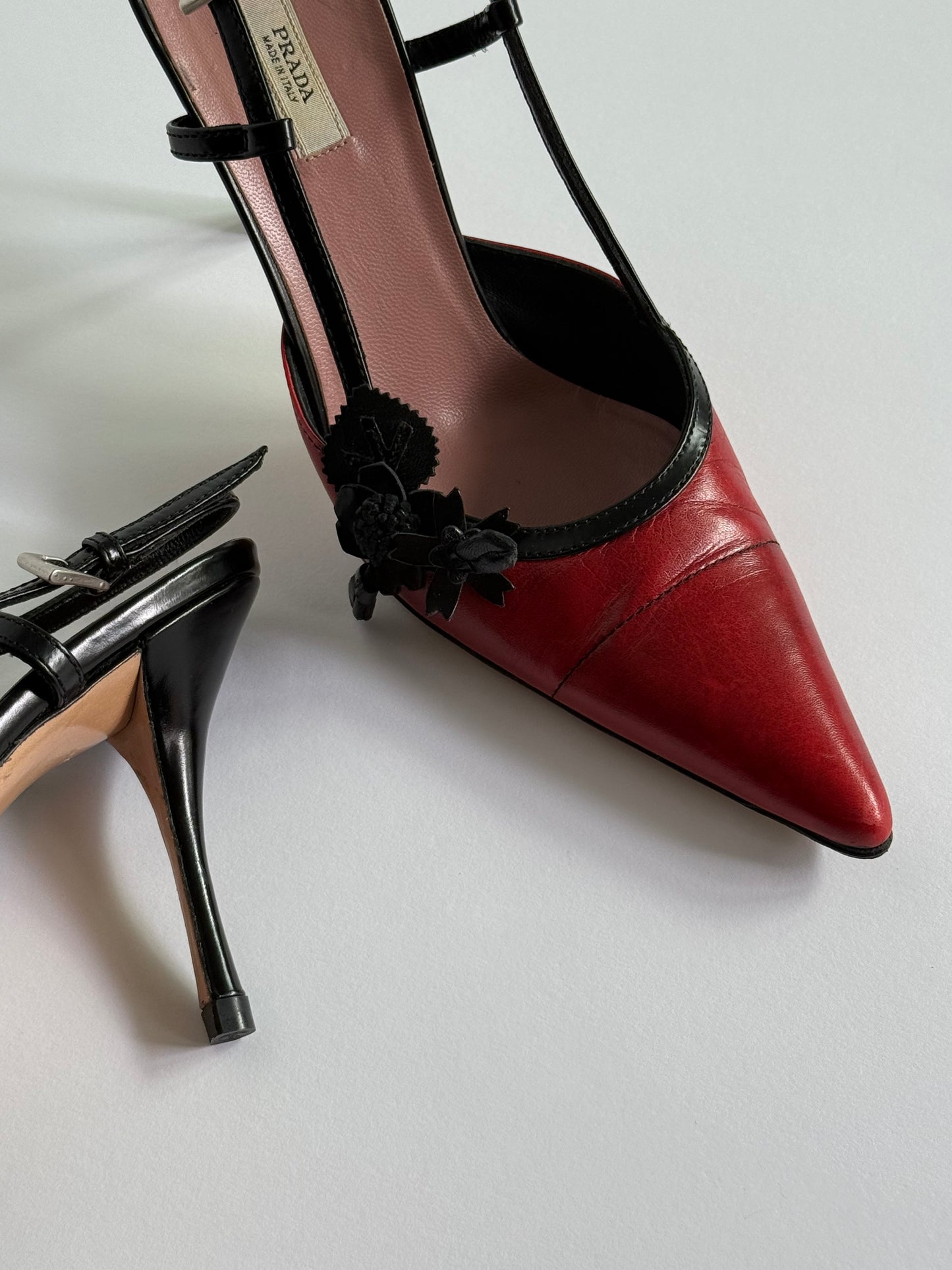 Prada Floral Accent Red Slingbacks (IT36 / US5.5-6)