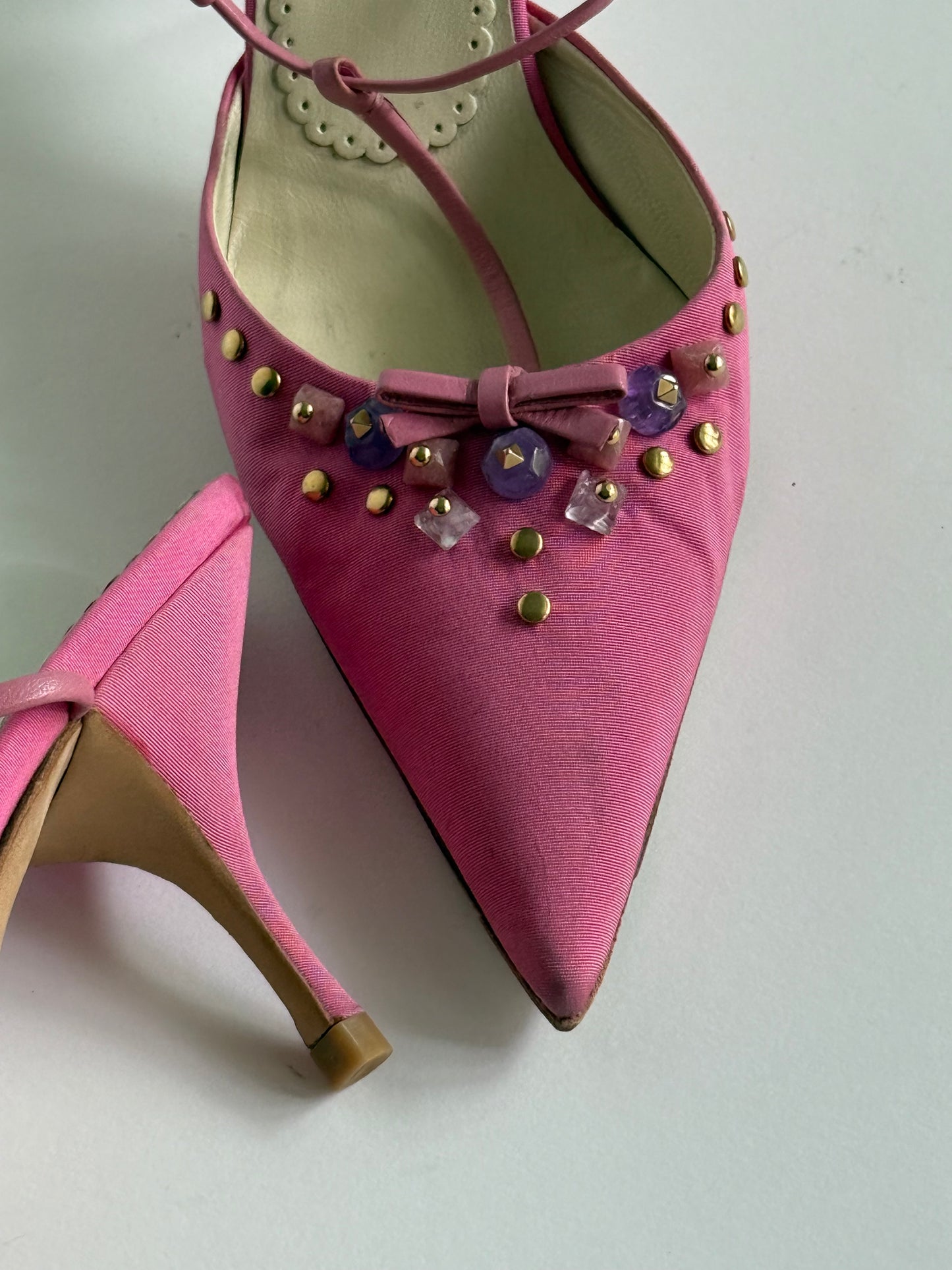 Prada Pink Bejeweled Slingbacks (IT37 / US6.5-7)