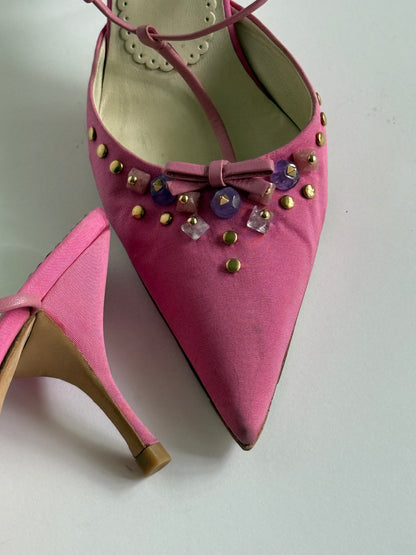 Prada Pink Bejeweled Slingbacks (IT37 / US6.5-7)