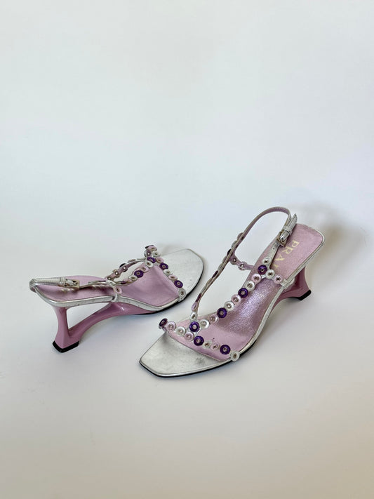 Vintage Prada Metallic Slingback Sandals (IT38 / US7.5)