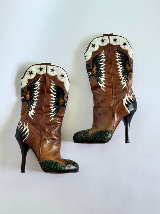 D&G SS2004 Cowboy Brown Boots (IT35 / US4.5-5)