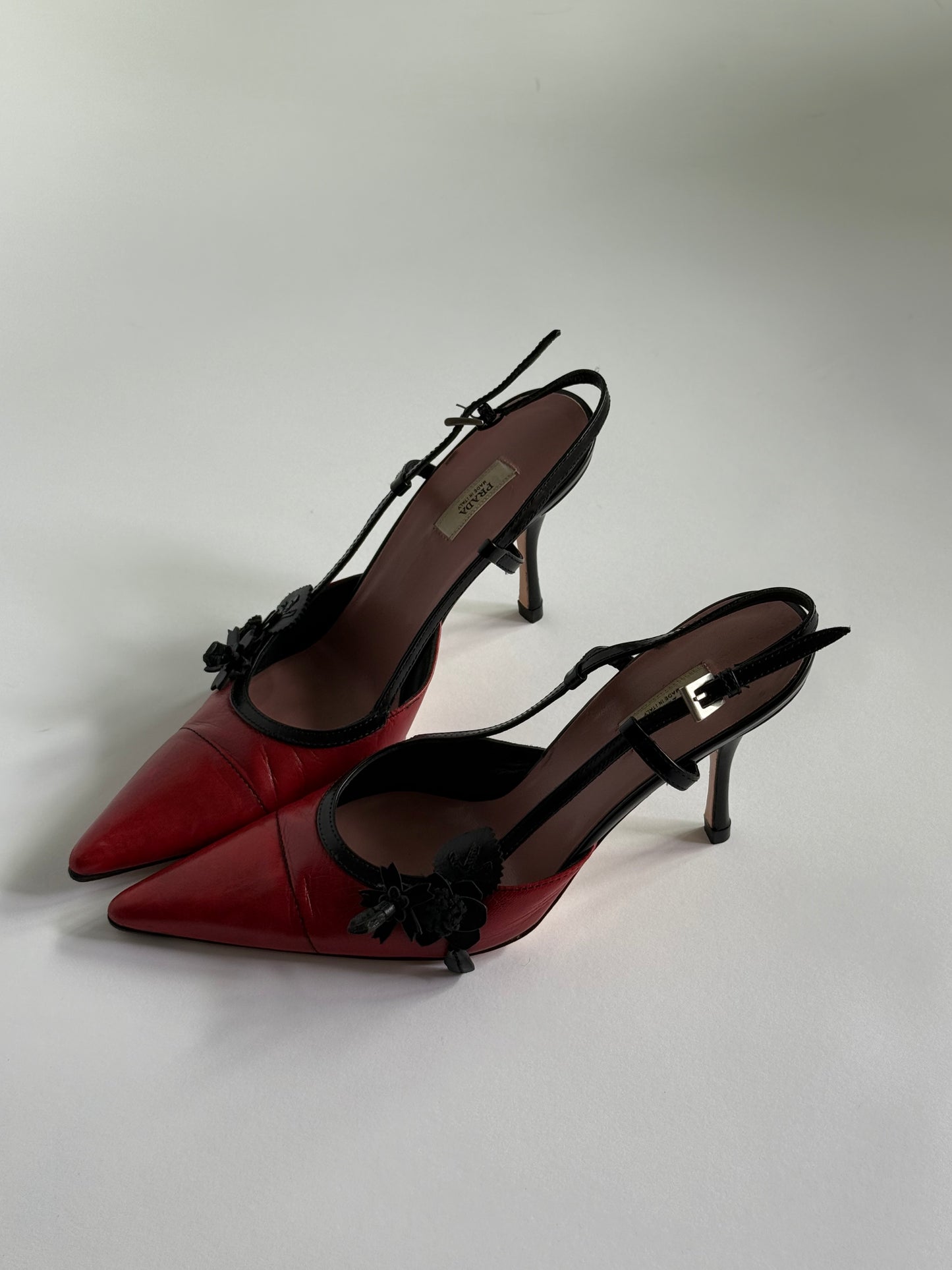 Prada Floral Accent Red Slingbacks (IT36 / US5.5-6)