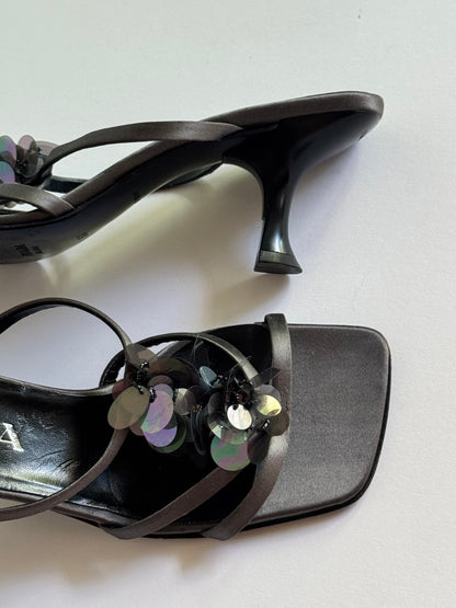Prada Grey Satin Sequin Slides (IT36.5 / US6-6.5)
