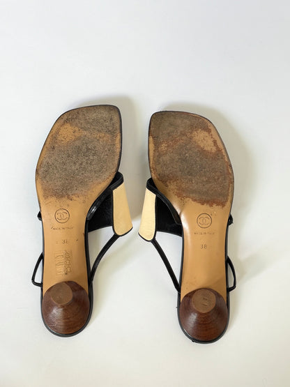 CHANEL (2000s) Leather Thong CC Sandals (IT38 / US8-8.5)