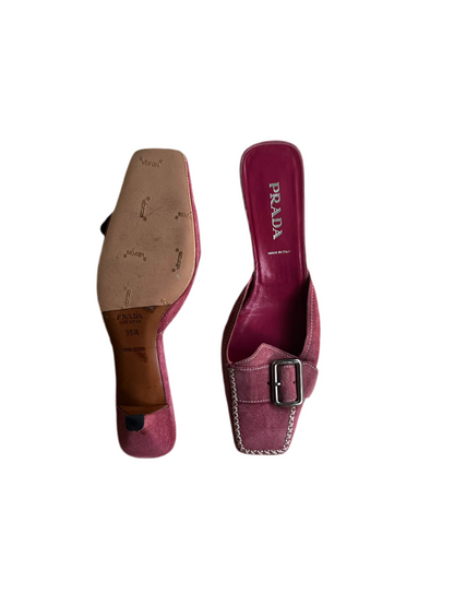 Pink Prada Suede Mules (IT36.5 / US6)