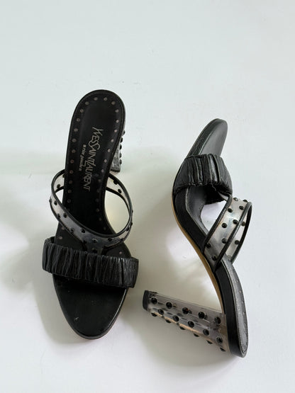 FW2003 Yves Saint Laurent Black Crystal Embellishment Slides (IT36 / US6-6.5)