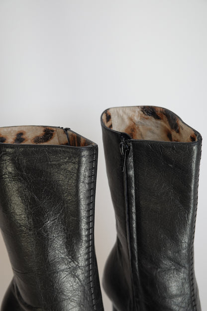 Roberto Cavalli FW2001 Leopard Tip Ankle Boots (IT37 / US7-7.5)