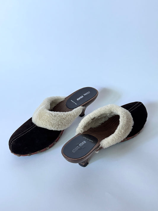 Miu Miu Brown Studded Suede Mules (IT38 / US7.5)