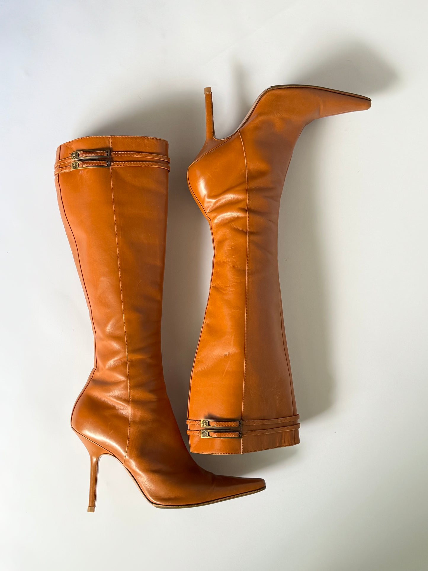 Christian Dior Orange Leather Boots (IT38 / US7-7.5)