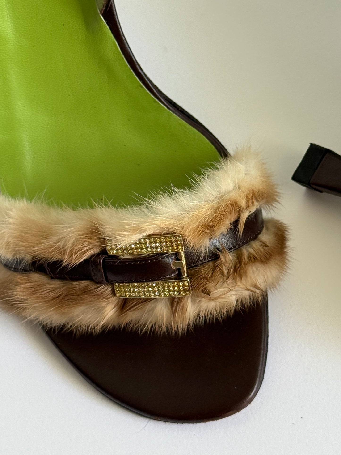 Gianni Versace Furry Slingback Sandals (IT39.5 / US9-9.5)