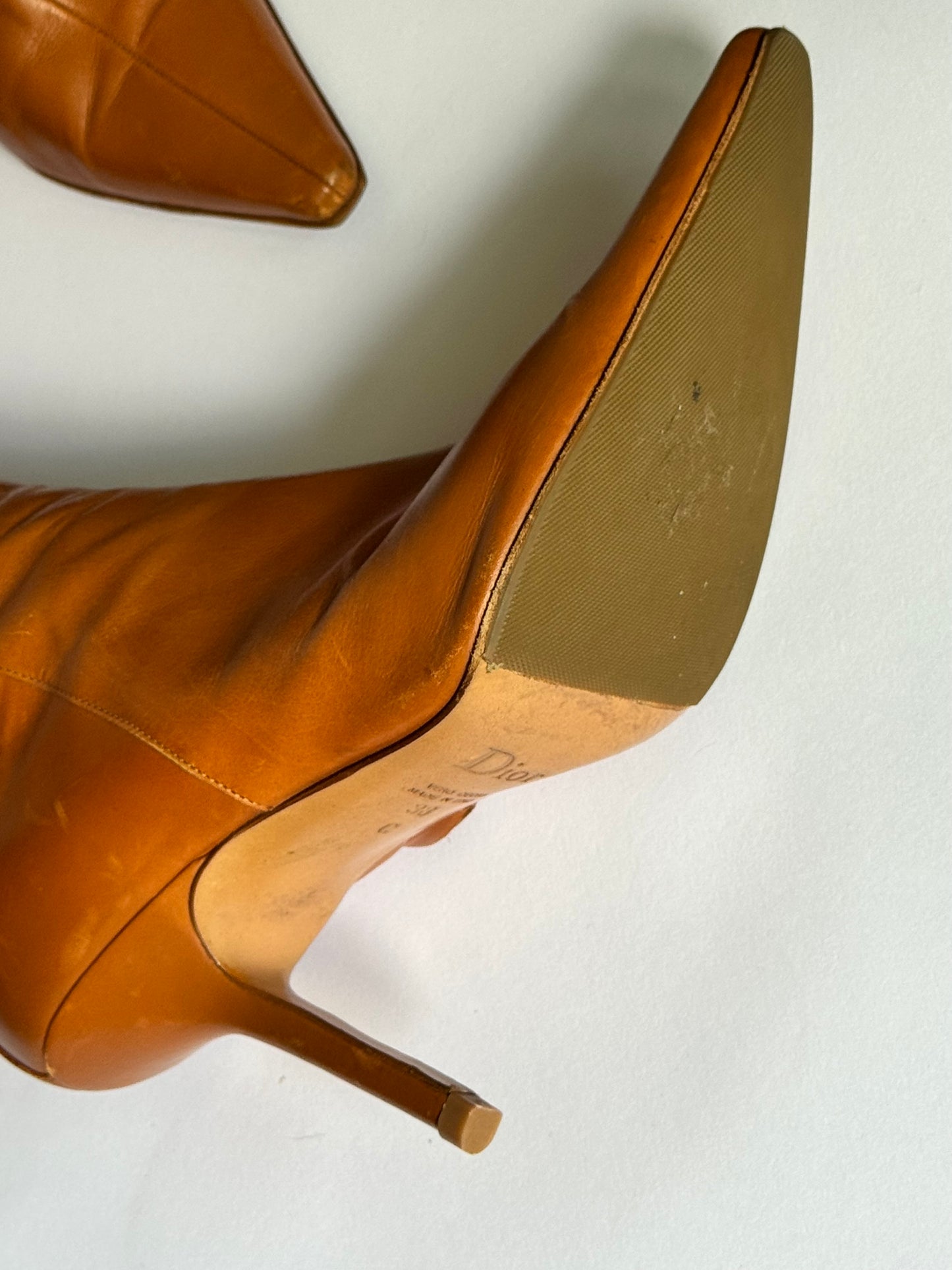 Christian Dior Orange Leather Boots (IT38 / US7-7.5)